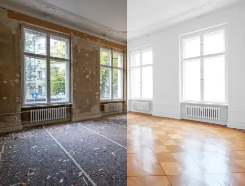 Whole-house refurbishment with fresh plaster and joinery