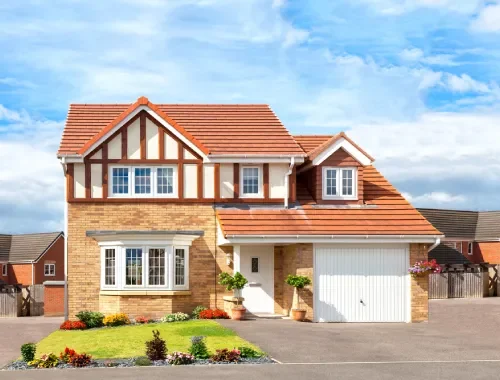 Contemporary new build with landscaped frontage in town